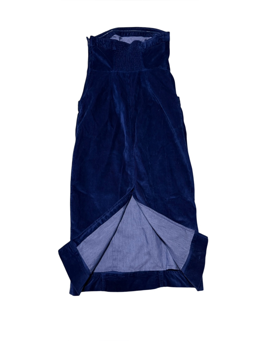 Pilcro Strapless Corduroy Slim Midi Dress in Blue Size 2 - Picture 7 of 8